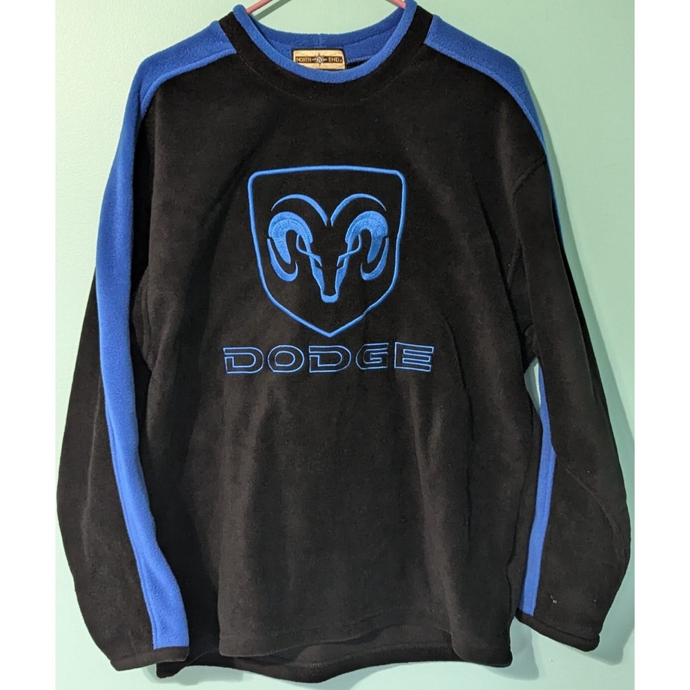 Dodge Ram Head Fleece Sweater Embroidered Blue & Black Vintage North End Size‎ M